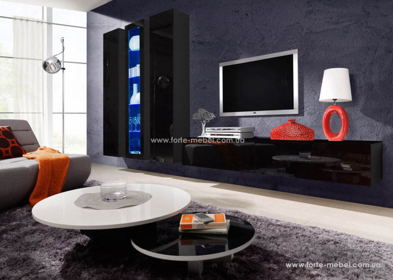 Черная мебель в гостиной